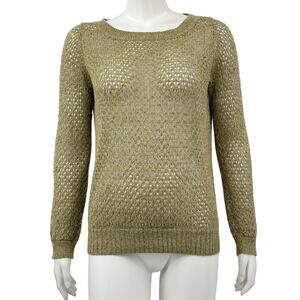 Guinevere Anthropologie Sweater Womens Small Glimmered Pointelle Knit Metallic‎